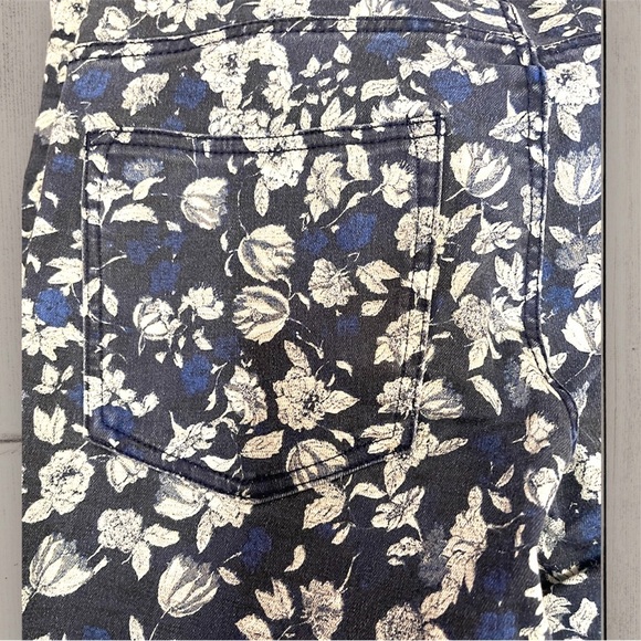 H&M Size 6 Floral Super Slim Skinny Jeans Blue Cream - Picture 4 of 6